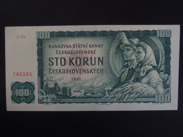 100 Kčs 1961 série C 68, vodoznaková výzruž na líci