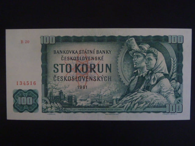 100 Kčs 1961 série B 20 poslední série I.desky