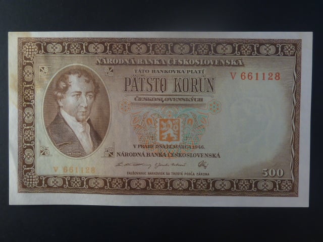 500 Kčs 1946 série V, perf. "3md" nad sebou