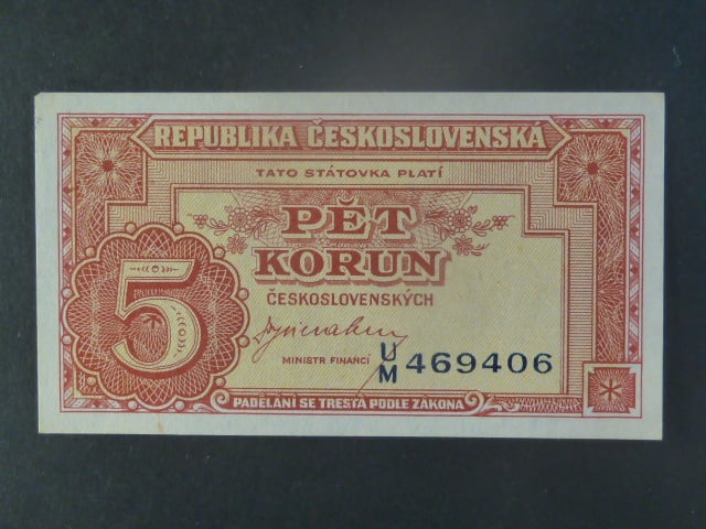 5 Kčs 1945 série U/M