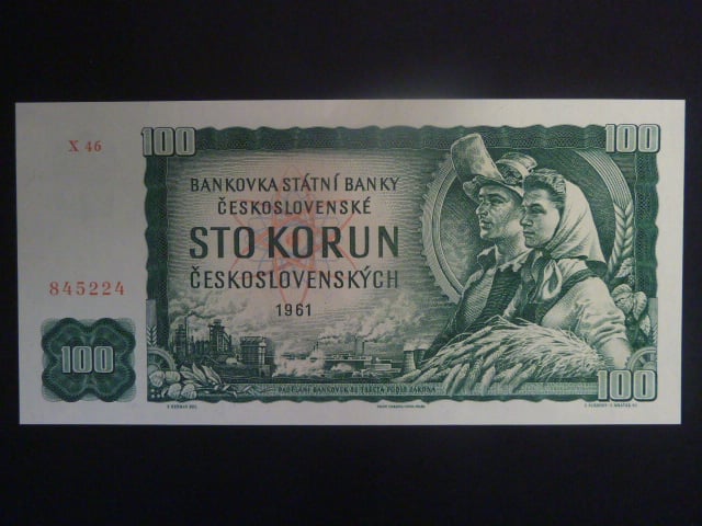 100 Kčs 1961 série X 46, číslovač 2d, vodoznak 14