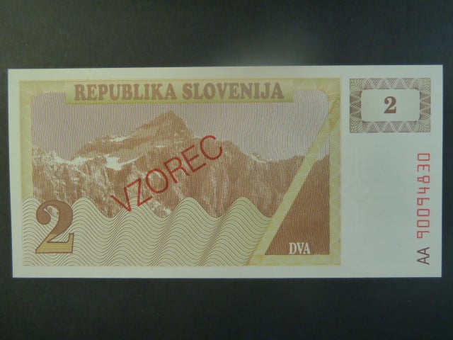 2 Tolarjev 1990, BNB. B202as2, Pi. 2, s přetiskem VZOREC