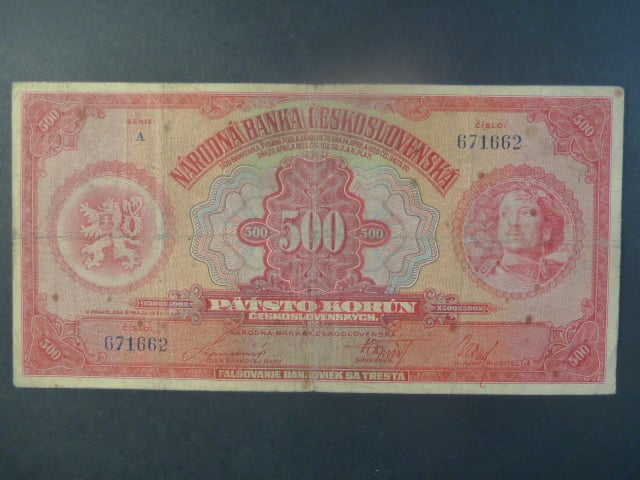 500 Kč 1929 série A s dotištěnou čárkou