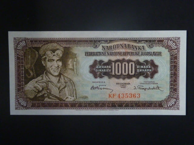 1000 Dinara 1955, BNB. B326b, Pi. 71