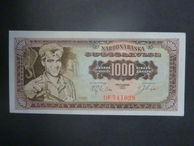 1000 Dinara 1963, velký bod za datem, BNB. B403a, Pi. 75