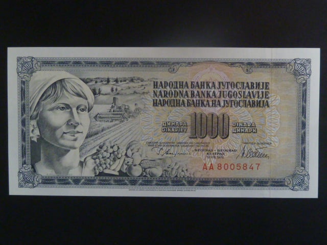 1000 Dinara 1978, "GUVERNER" BNB. B414c, Pi. 85