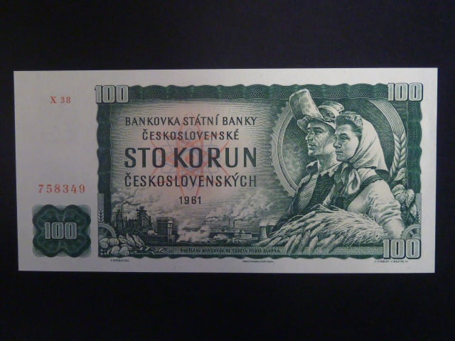 100 Kčs 1961 série X 38, číslovač 2d, vodoznak 14