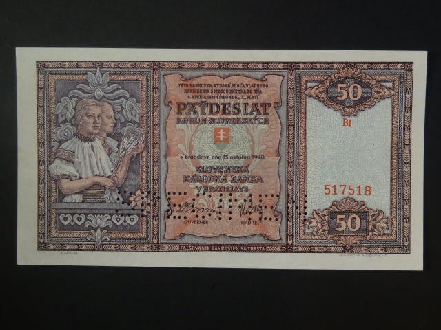 50 Ks 1940 série Bt, perf. SPECIMEN dole