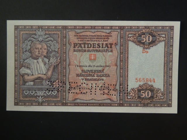 50 Ks 1940 série Do perf. SPECIMEN dole