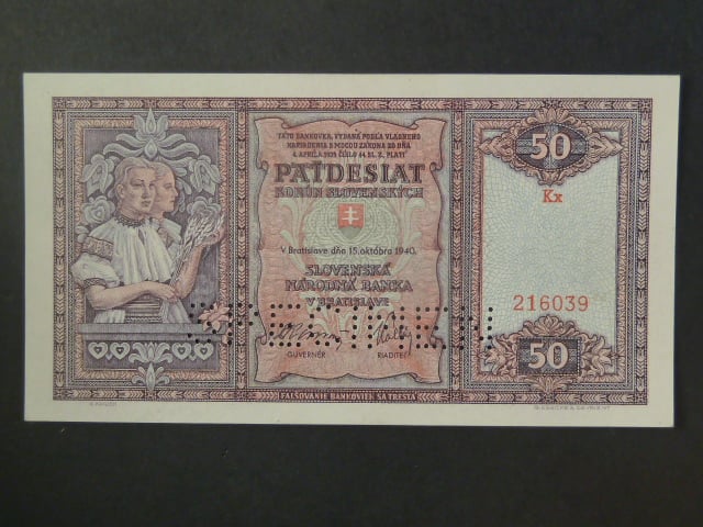 50 Ks 1940 série Kx, perf. SPECIMEN dole