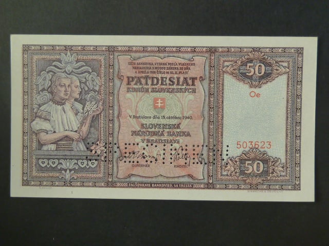 50 Ks 1940 série Oe, perf. SPECIMEN dole