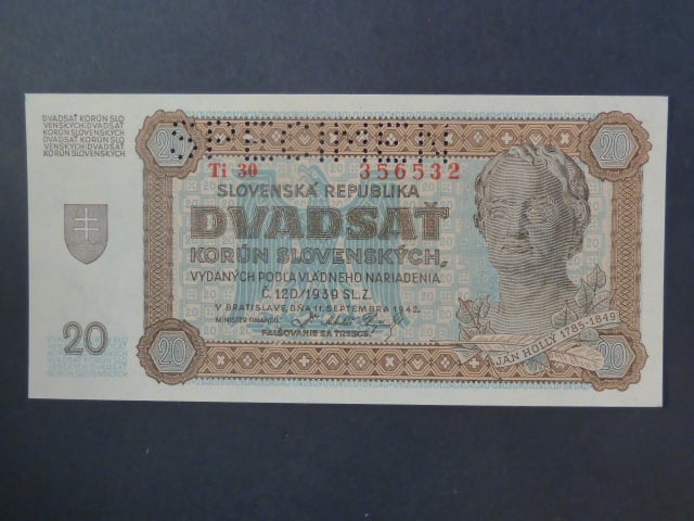 20 Ks 1942 série Ti 30 perf. SPECIMEN nahoře