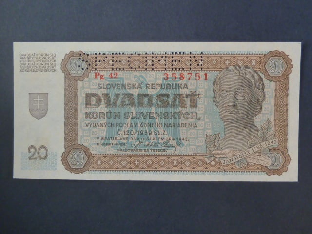 20 Ks 1942 série Pg 42 perf. SPECIMEN nahoře