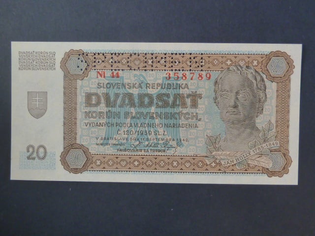 20 Ks 1942 série Nl 44 perf. SPECIMEN nahoře