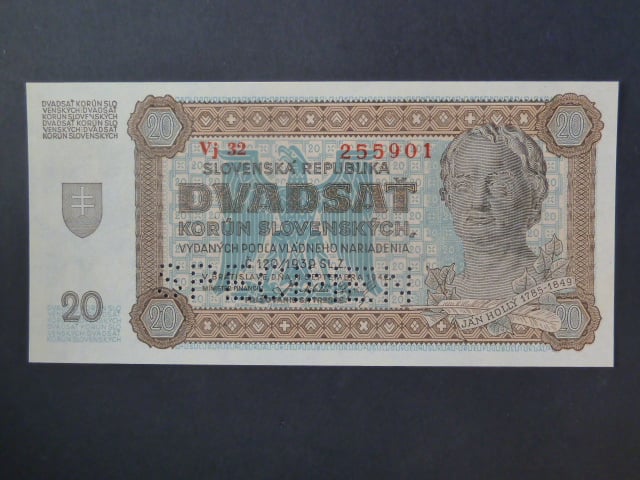 20 Ks 1942 série Vj 32 perf. SPECIMEN dole