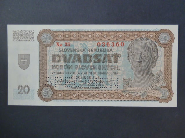 20 Ks 1942 série Xz 35 perf. SPECIMEN dole