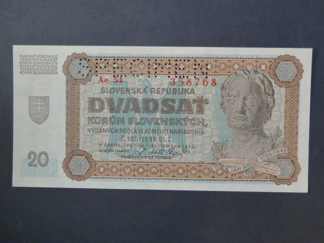20 Ks 1942 série Ae 54 perf. SPECIMEN nahoře