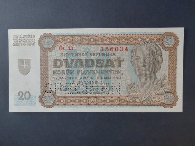 20 Ks 1942 série Ot 43 perf. SPECIMEN dole