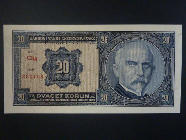20 Kč 1926 série Chg, perf. SPECIMEN z líce