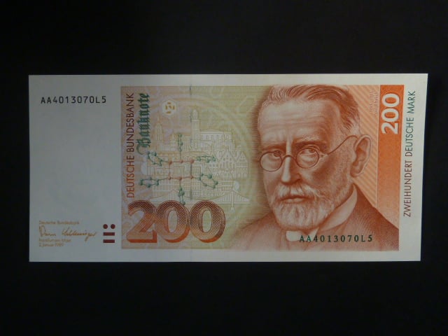 Bundesrepublik, 200 Deutsche Mark 1989 série AA, BNB B227a, Pi. 42