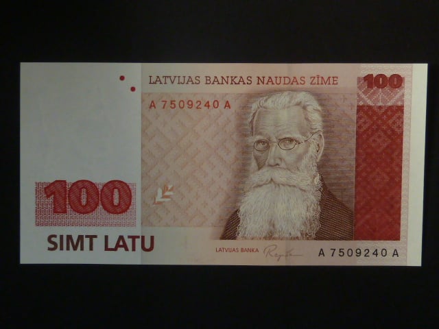 100 Latu 1992, prefix/suffix AA, BNB. B228a, Pi. 47