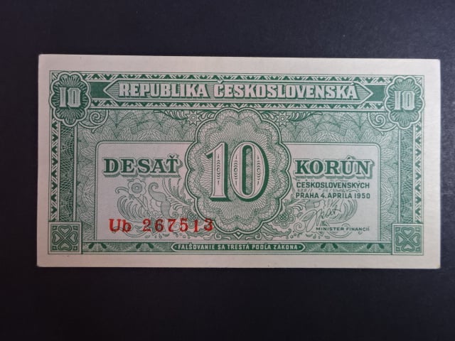 10 Kčs 1950 série Ub