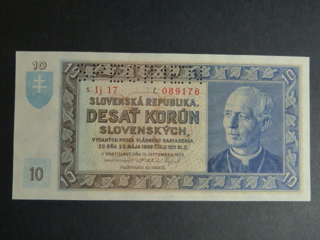 10 Ks 1939 série Ij 17, s perf. SPECIMEN nahoře