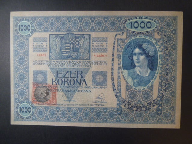 1000 K 1902 série 1187, kolkovaná , typ B2, růžový podtisk, pěkná zachovalost