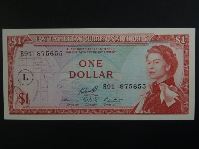 VÝCHODOKARIBSKÉ STÁTY, Sv. Lucie 1 Dollar 1983, BNB. B101cl, Pi. 12