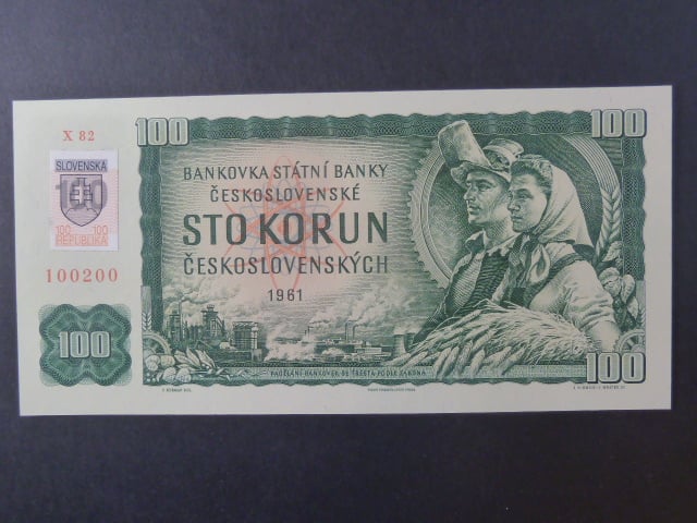 100 Sk 1961/1993 série X 82 100200, kolkovaná číslovač 2d
