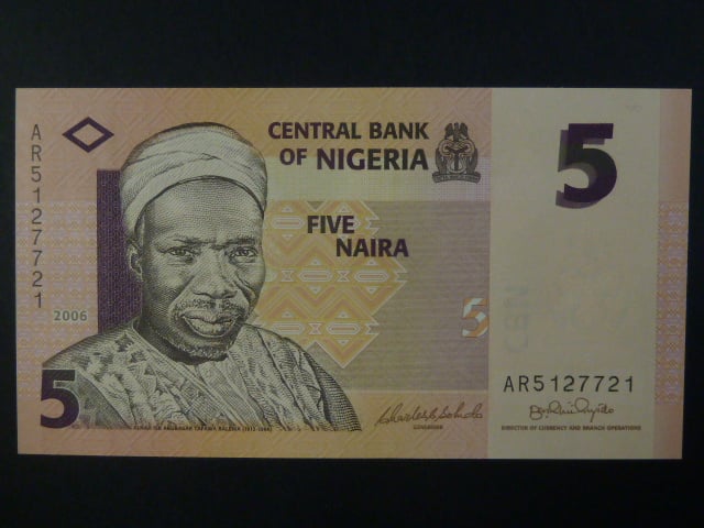 NIGÉRIE, 5 Naira 2006, 7-místný číslovač, BNB. B230b, Pi. 32