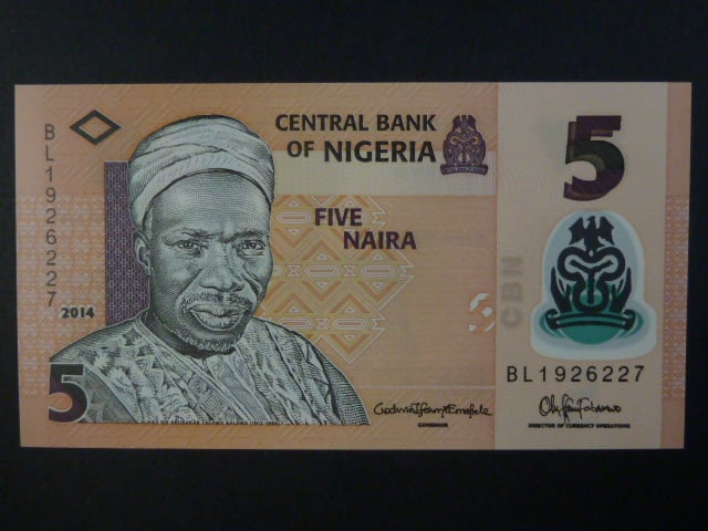 NIGÉRIE, 5 Naira 2014, BNB. B234f, Pi. 38