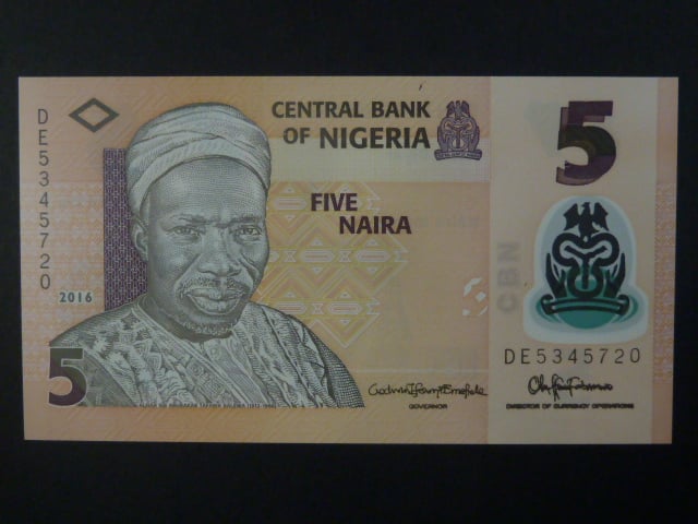 NIGÉRIE, 5 Naira 2016, BNB. B234h, Pi. 38