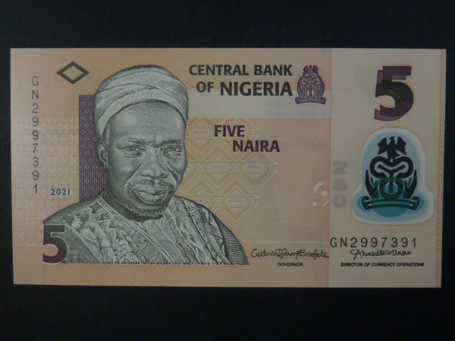 NIGÉRIE, 5 Naira 2021, BNB. B234m, Pi. 38