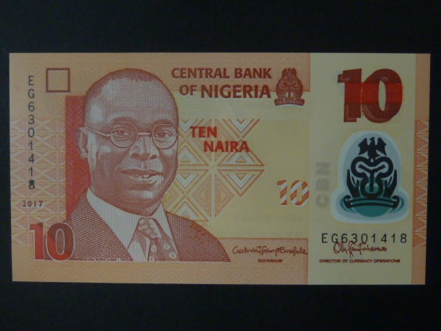 NIGÉRIE, 10 Naira 2017, BNB. B235l, Pi. 39