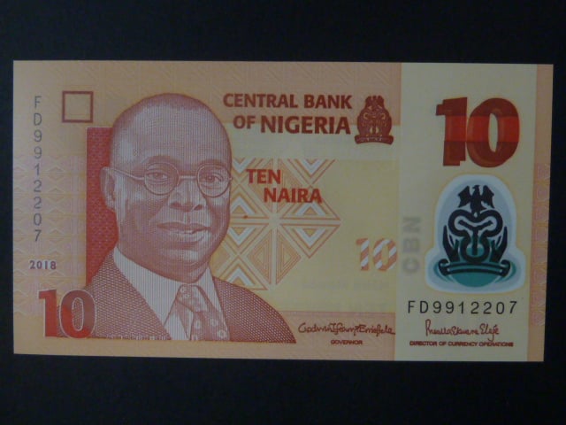 NIGÉRIE, 10 Naira 2018, BNB. B235m, Pi. 39