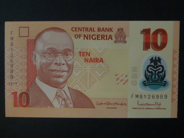NIGÉRIE, 10 Naira 2019, BNB. B235o, Pi. 39