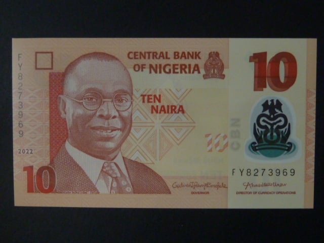 NIGÉRIE, 10 Naira 2022, BNB. B235r, Pi. 39