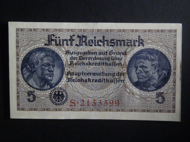 vydání pro obsazené území 1939-45, 5 Reichsmark série S, Ros. ZWK-4a
