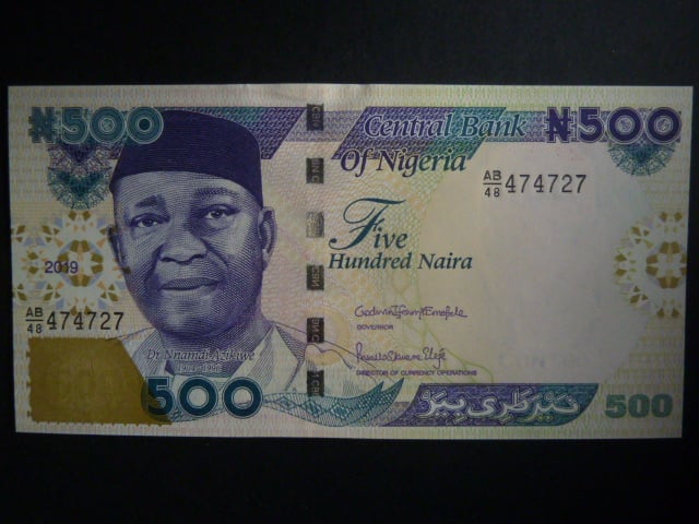 NIGÉRIE, 500 Naira 2019, BNB. B228v, Pi. 30