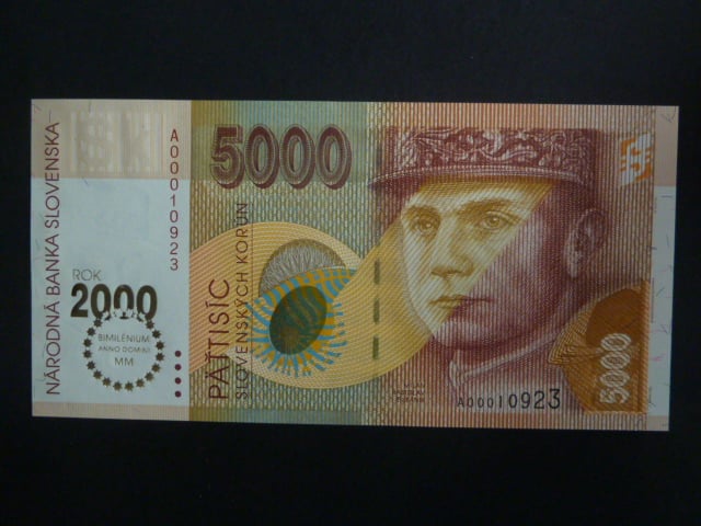 5000 Sk 1995/2000 ssérie A, přítisk Bi-milénium