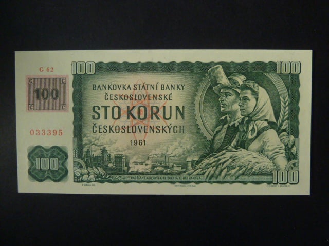 100 Kč 1961/1993 série G 62, kolek, II.vydání, číslovač 1c