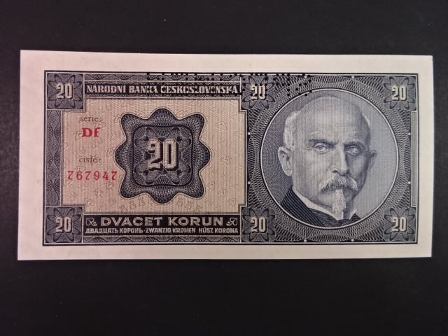 20 Kč 1926 série Df, perf. SPECIMEN z líce