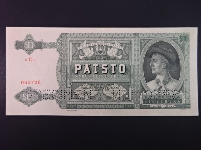 500 Ks 1941 série 6De, 2x perf. SPECIMEN dole