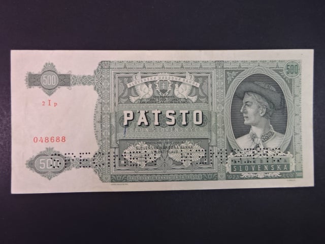 500 Ks 1941 série 2Ip, 2x perf. SPECIMEN dole