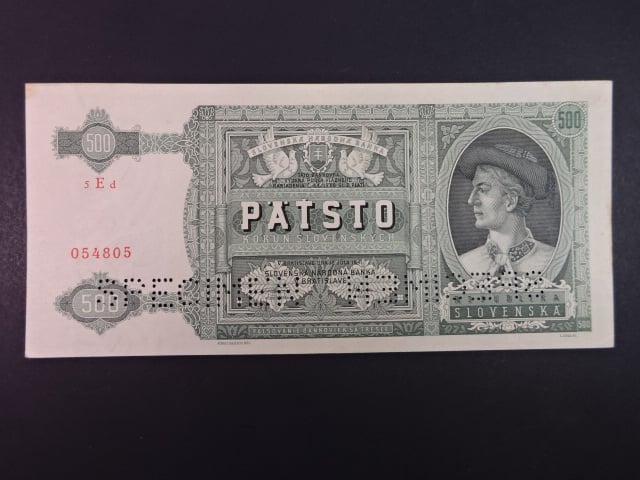 500 Ks 1941 série 5Ed, 2x perf. SPECIMEN dole