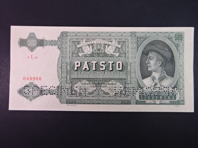 500 Ks 1941 série 4Lm, 2x perf. SPECIMEN dole