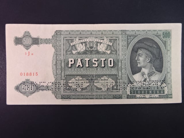 500 Ks 1941 série 3Jo, 2x perf. SPECIMEN dole