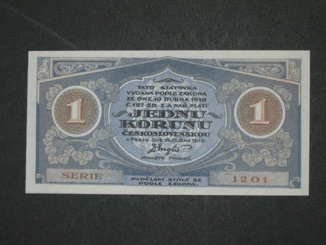 1 Kč 1919, návrh, oboustranná, fialová