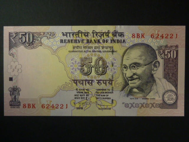 INDIE, 50 Rupees 2012, písmeno L, BNB. B288a3, Pi. 104